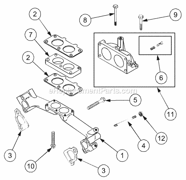 Intake Manifold Diagram and Parts List for GT2521-48 13A-278M710 Cub Cadet Lawn Tractor